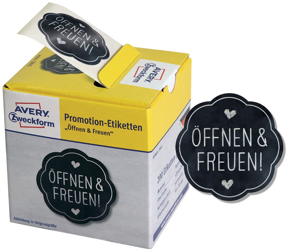 Avery Zweckform Promotion-Etiketten , Öffnen, , Schwarz