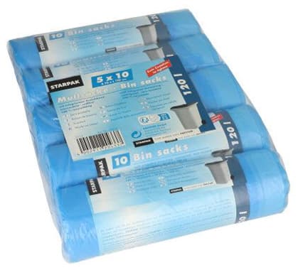 Starpak Müllsäcke Hdpe, Mit Zugband, 120 Liter, Blau