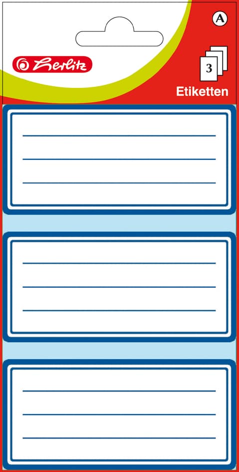 Herlitz Buchetiketten, Weiß Mit Blauem Rahmen, 68 X 37 Mm