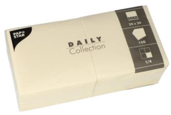 Papstar Cocktail-Servietten, 240 X 240 Mm, 3-Lagig, Creme