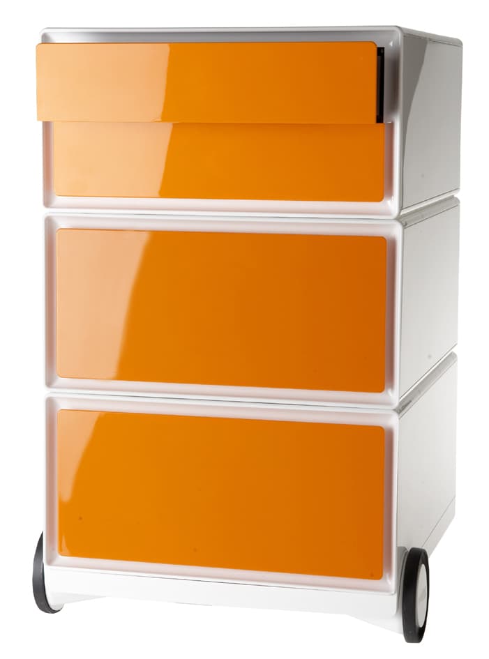 Paperflow Rollcontainer Easybox, 4 Schübe, Weiß / Orange