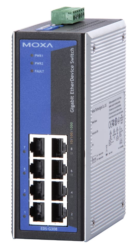 Moxa Unmanaged Industrial Gigabit Ethernet Switch, 8 Port