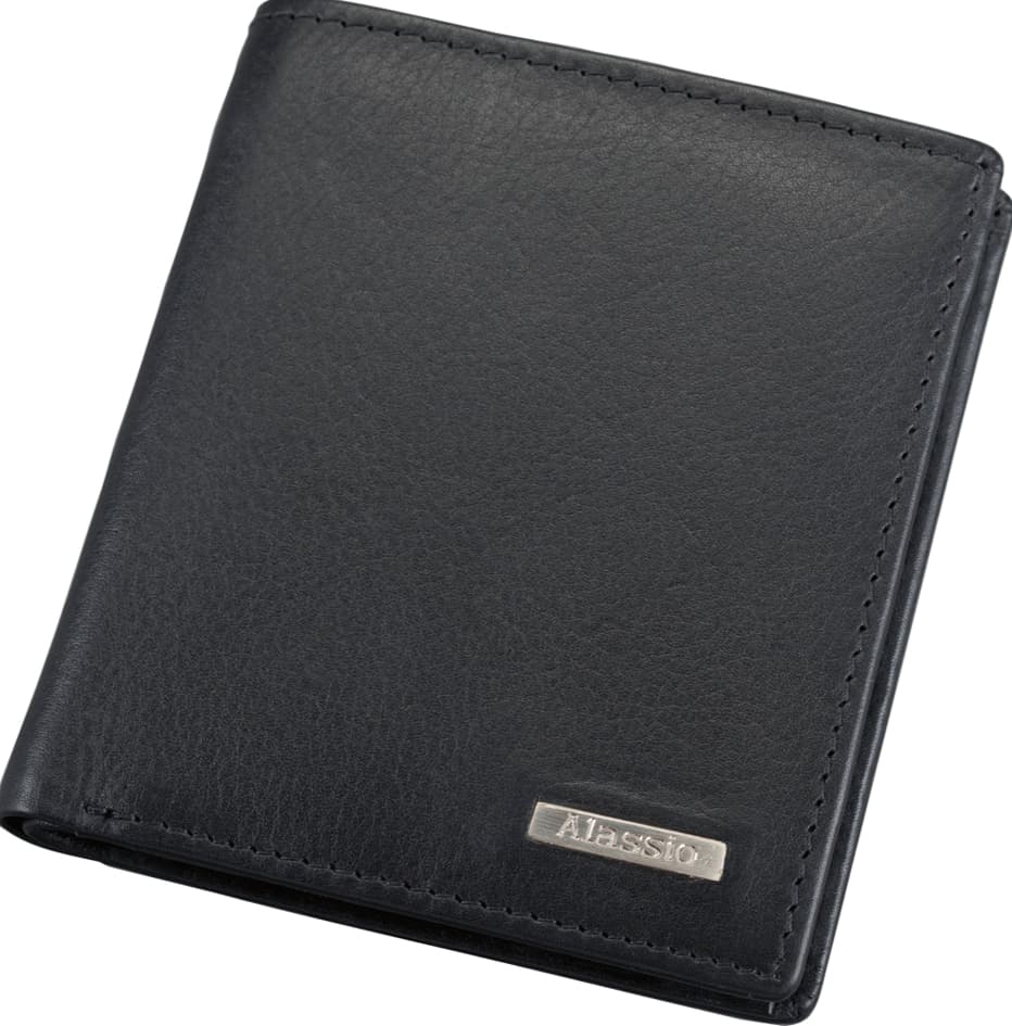 Alassio Mini-Geldbörse, Leder, Im Hochformat, Schwarz