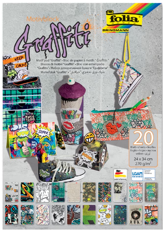 Folia Motivblock , Graffiti, , 240 X 340 Mm, 20 Blatt