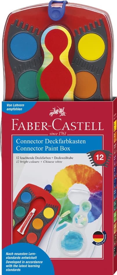 Faber-Castell Deckfarbkasten Connector, 12 Farben, Rot