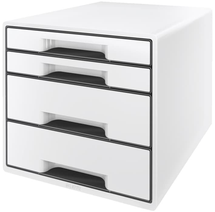 Leitz Schubladenbox Wow Cube, 4 Schübe, Perlweiß/Schwarz