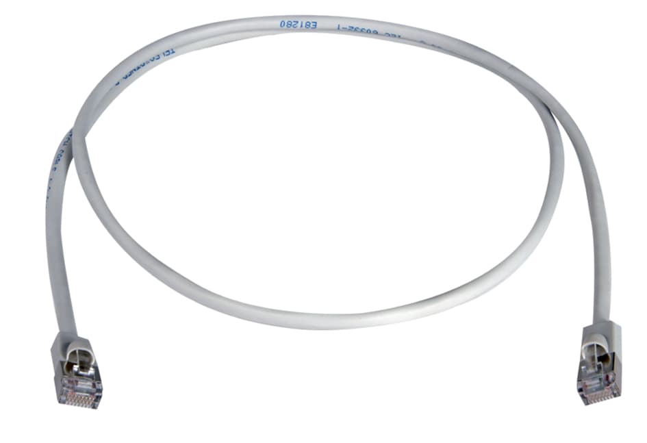 Telegärtner Patchkabel, Kat.5e, Kurze Tülle, Grau, 5,0 M