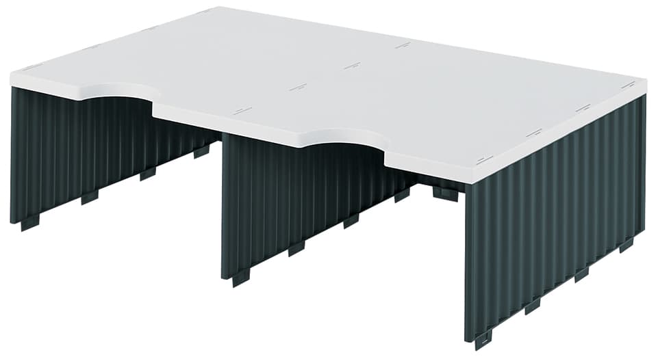 Styro Aufbaueinheit Styrodoc Duo, 2 Fächer, Schwarz/Grau