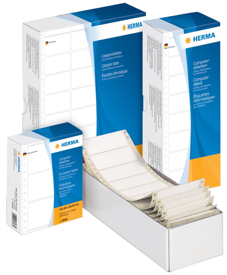 Herma Computeretiketten Endlos, 38,1 X 10,3 Mm, 2-Bahnig