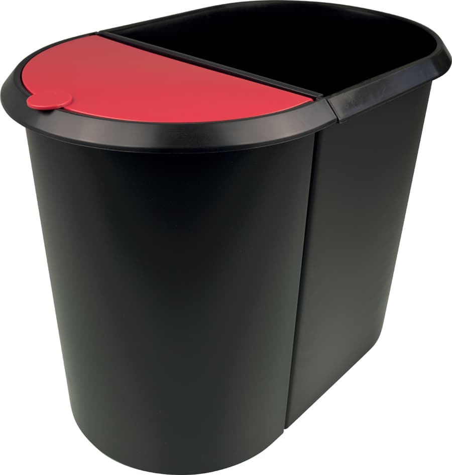 Helit Papierkorb , The Double, , Oval, Pe, Schwarz