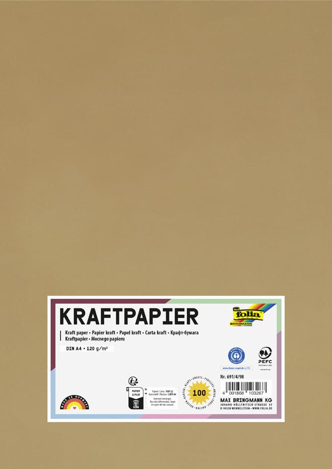 Folia Kraftpapier, 120 G/Qm, Din A5, 100 Blatt