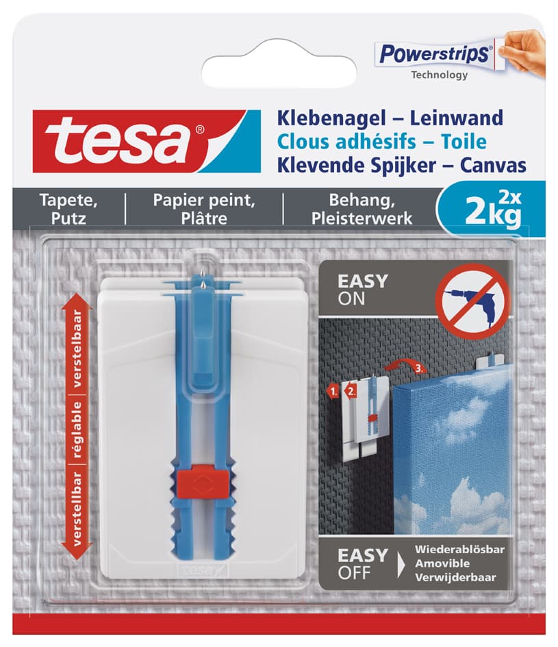Tesa Powerstrips Klebenagel, Für Tapete & Putz, 1,0 Kg