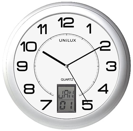 Unilux Wanduhr / Quarzuhr , Instinct, , Durchm.: 305mm, Silber