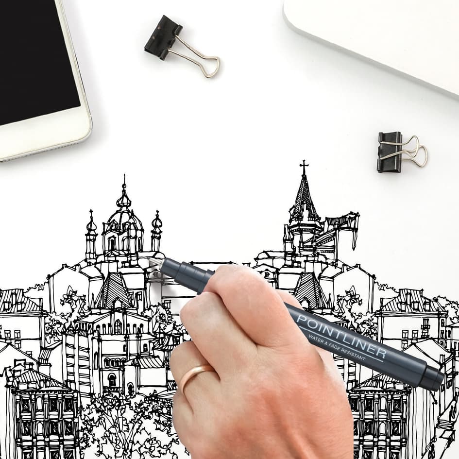 Pentelarts Permanent Fineliner Pointliner, Schwarz, 0,3 Mm
