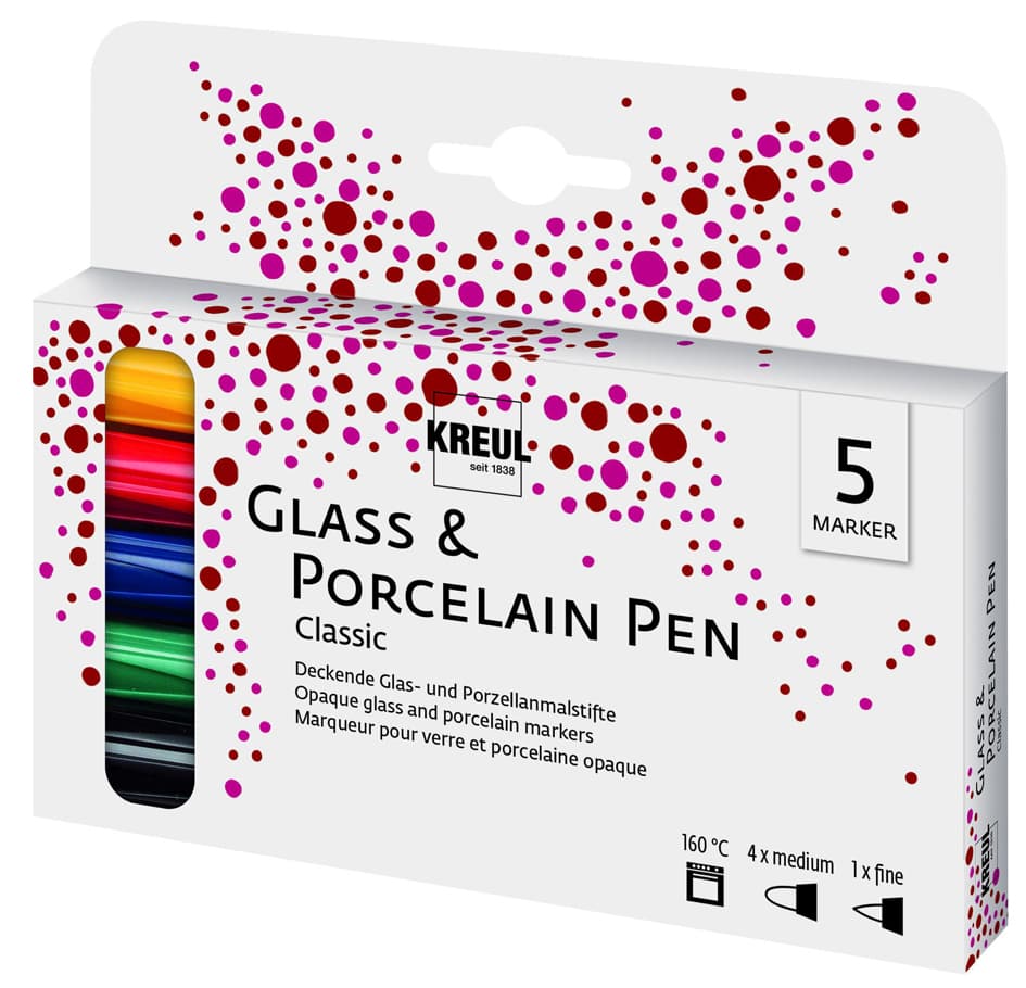 Kreul Glass & Porcelain Pen Classic, 5er-Set