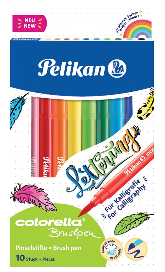 Pelikan Fasermaler Colorella Brushpen, 10er Kartonetui