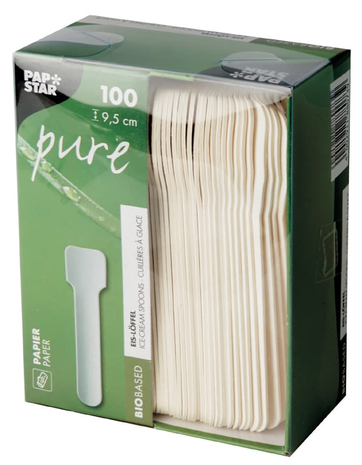 Papstar Papier-Eislöffel , Pure, , Länge: 95 Mm, Weiß