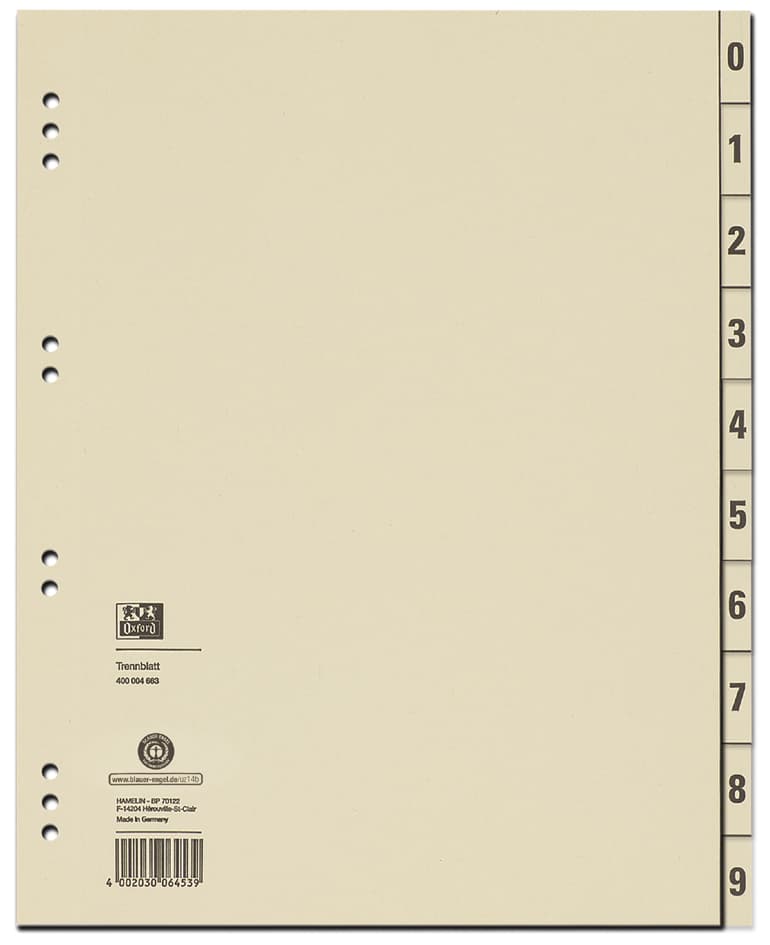 Oxford Trennblätter, 2-Seitig Bedruckt, Chamois, 240x300 Mm