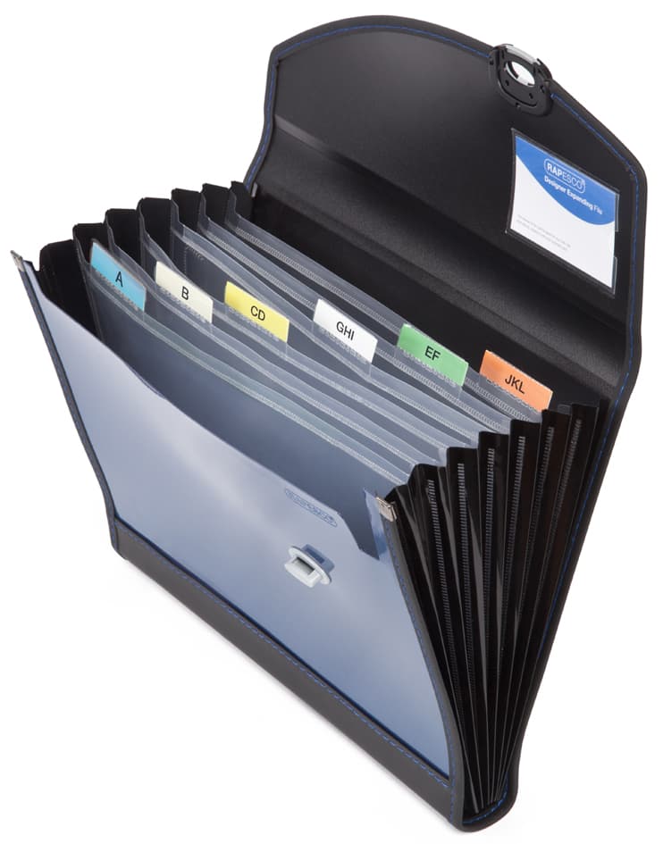 Rapesco Fächermappe Designer, Din A4+, 7 Fächer, Blau
