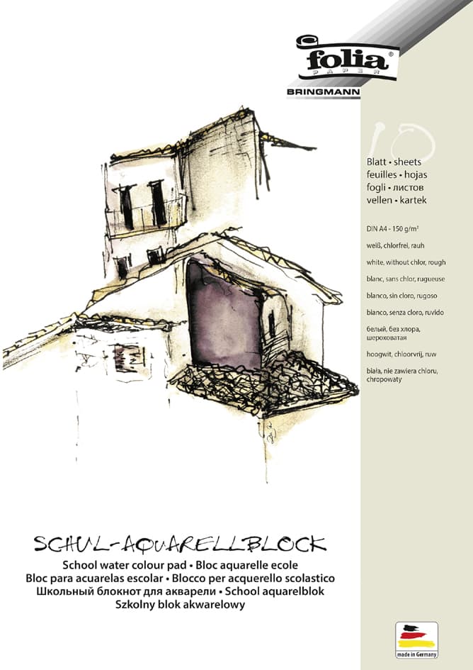 Folia Schul-Aquarellblock, Rauh, Din A3, 150 G/Qm, Weiß