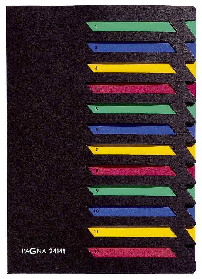 Pagna Ordnungsmappe Deskorganizer 1-12, 12 Fächer, Schwarz