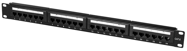 Logilink 19, Patch Panel Kat.6, 24 Port, Schwarz, 1he