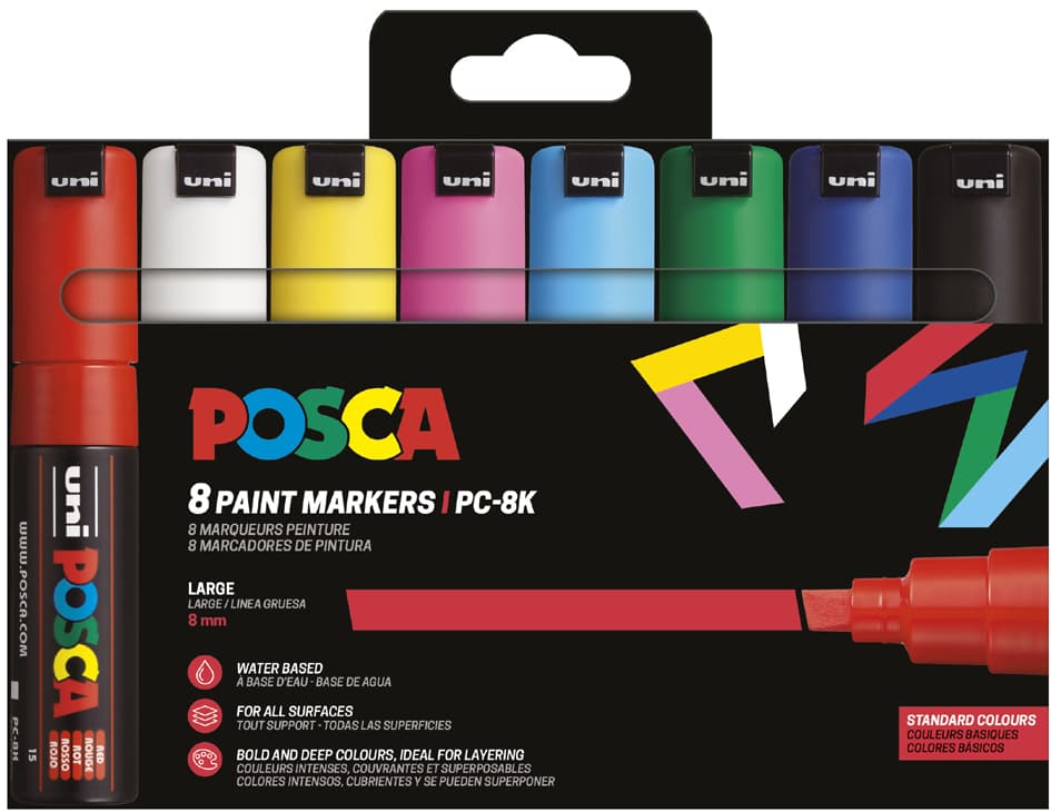 Posca Pigmentmarker Pc-8k, 8er Etui, Farbig Sortiert
