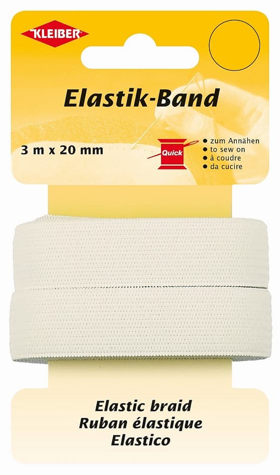 Kleiber Elastik-Band / Gummiband, 3 M X 20 Mm, Weiß