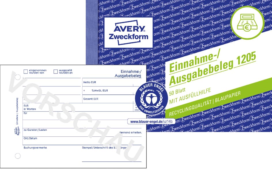 Avery Zweckform Formularbuch , Einnahme-/Ausgabebeleg,