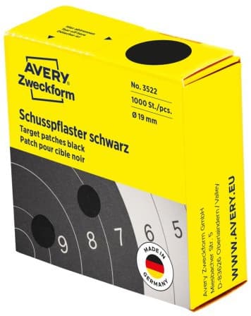 Avery Zweckform Schußpflaster, Schwarz, Durchmesser: 19 Mm