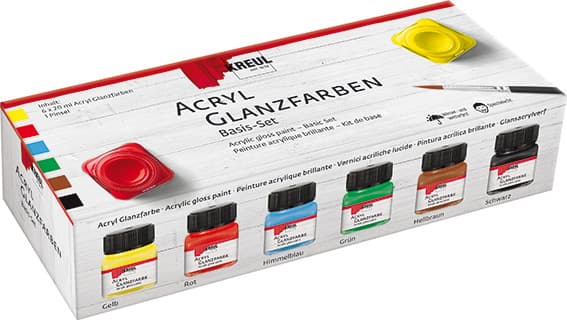 Kreul Acryl-Glanzfarbe, Basis-Set 6 X 20 Ml