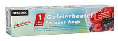Starpak Gefrierbeutel Quicksnap 1 Liter, 180 X 200 Mm