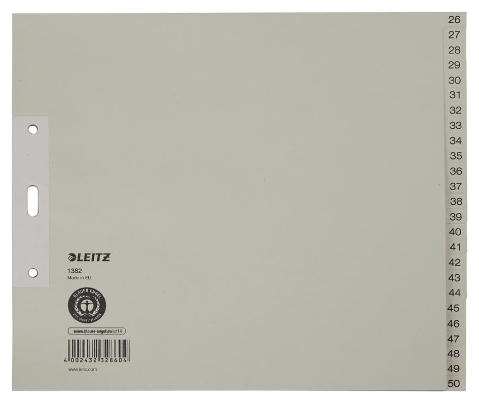 Leitz Tauenpapier-Register, Zahlen, A4 Überbreite, 26-50