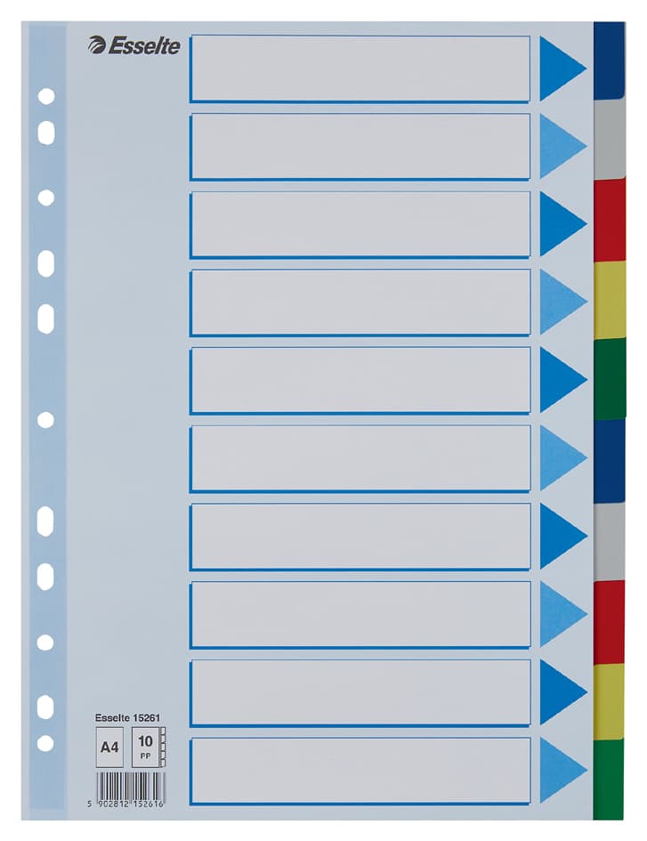 Esselte Kunststoff-Register, Blanko, A4, Pp, 10-Teilig