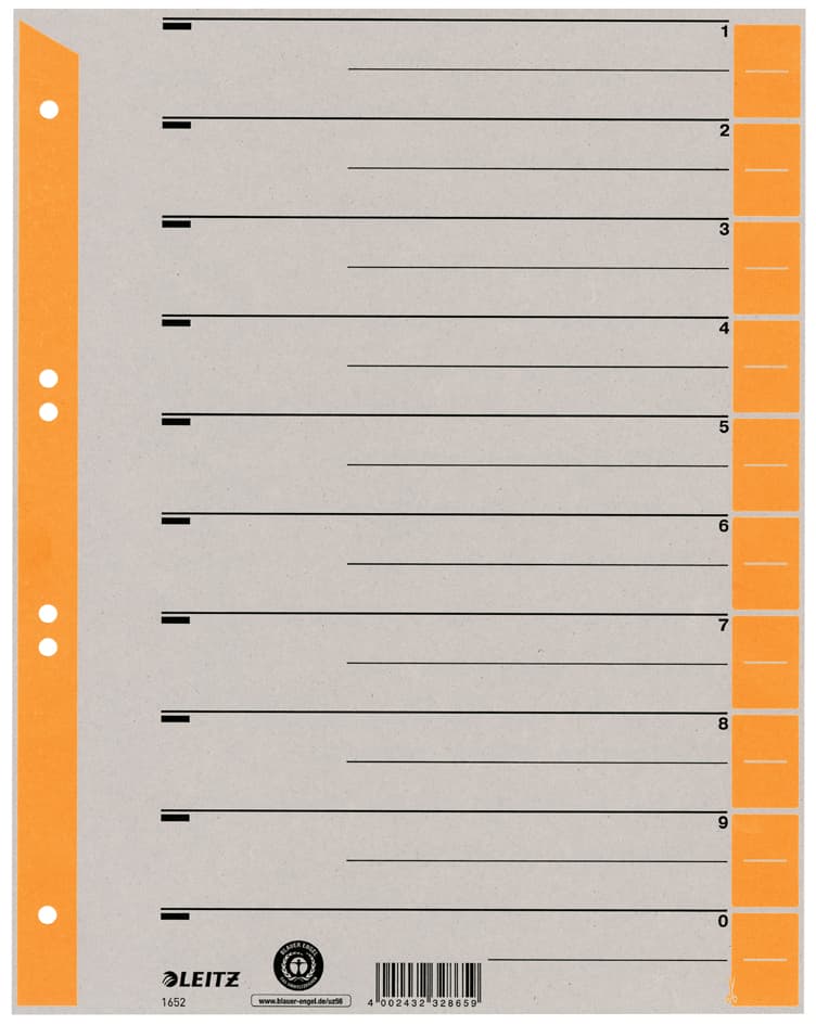 Leitz Trennblätter, A4 Überbreite, Kraftkarton 230g/Qm