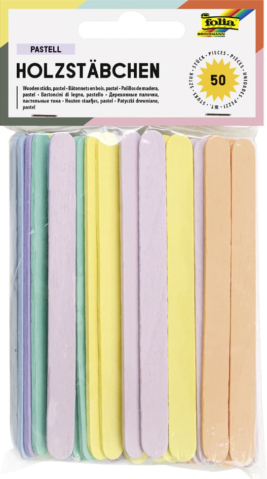 Folia Holzstäbchen , Pastell, , Länge: 114 Mm, Pastellfarben
