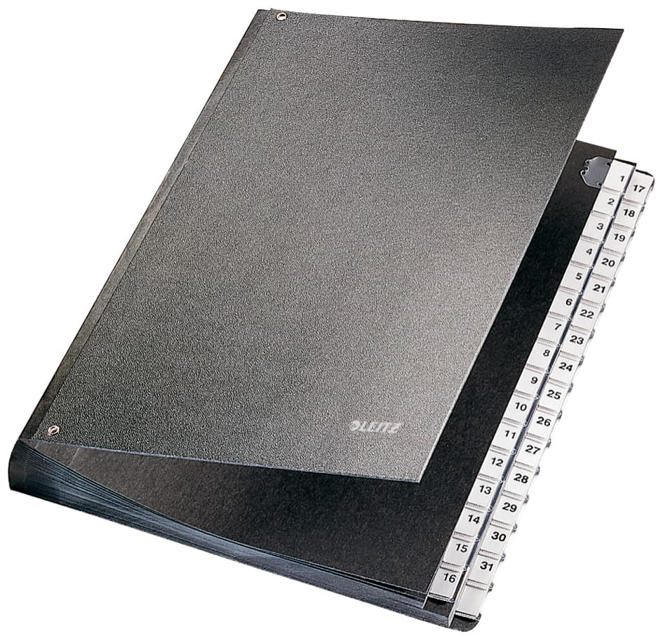 Leitz Pultordner, A4, 1-31, 32 Fächer, Kunststoff, Schwarz