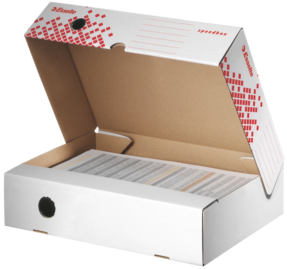 Esselte Archiv-Klappschachtel Speedbox, (B)80 Mm, Weiß/Rot