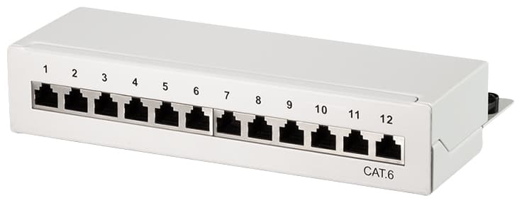 Logilink Desktop Patch Panel Kat.6, Geschirmt, 12 Port, Grau