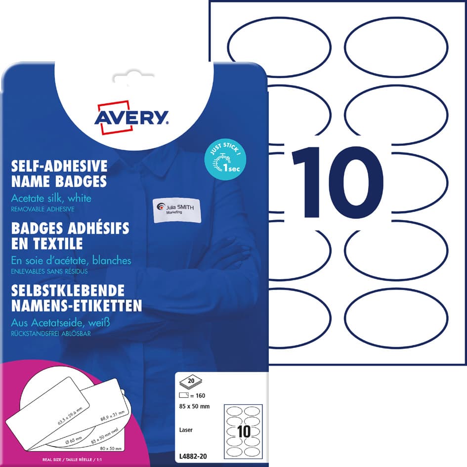 Avery Zweckform Laser-Namens-Etiketten, 85 X 50 Mm, Oval