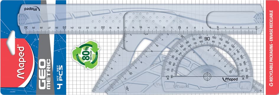 Maped Geometrie-Set, 4-Teilig, Transparent