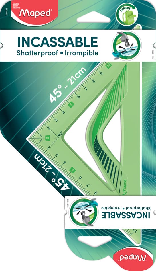 Maped Zeichendreieck Flex 45 Grad, Hypotenuse: 210 Mm
