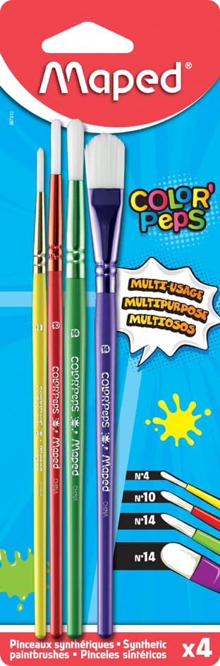 Maped Synthetikhaarpinsel-Set Color, Peps, 4-Teilig