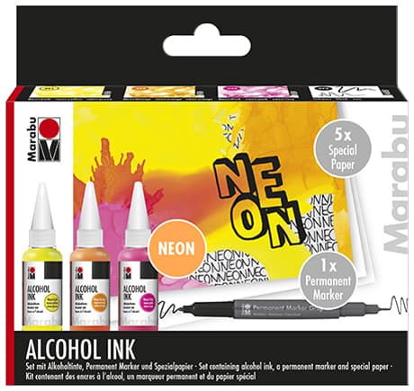 Marabu Permanente Tinte Alcohol Ink, Set , Neon,