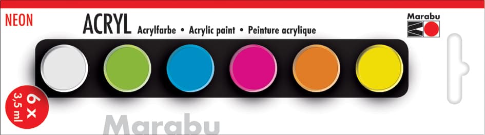 Marabu Acrylfarben-Set , Neon, , 6 X 3,5 Ml