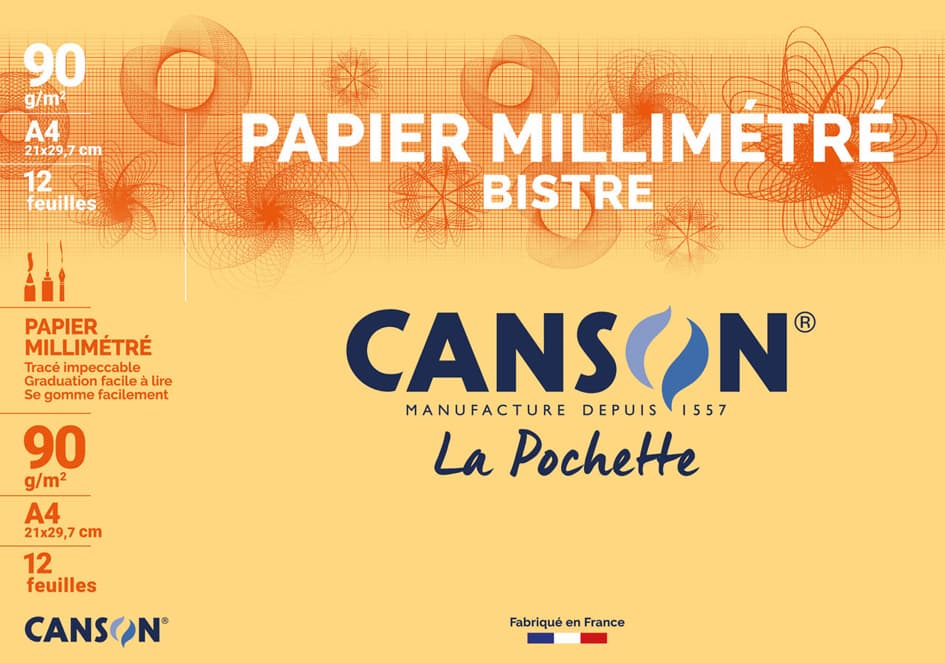 Canson Millimeterpapier, Din A4, 90 G/Qm, Farbe: Dunkelbraun