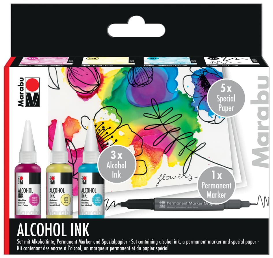 Marabu Permanente Tinte Alcohol Ink-Set Flowers