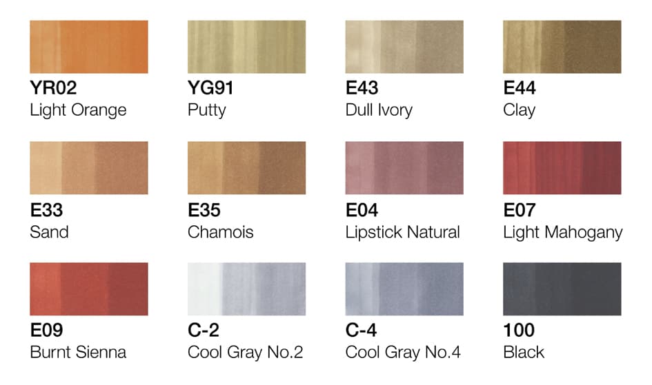 Copic Marker Classic, 12er Set Architekturfarben