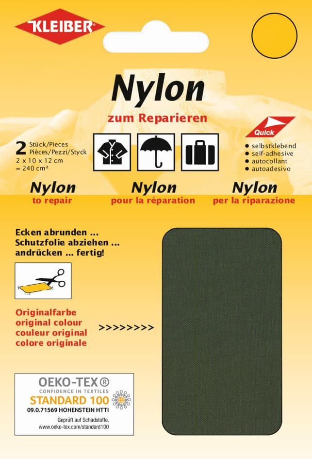 Kleiber Nylon-Flicken, Selbstklebend, Oliv