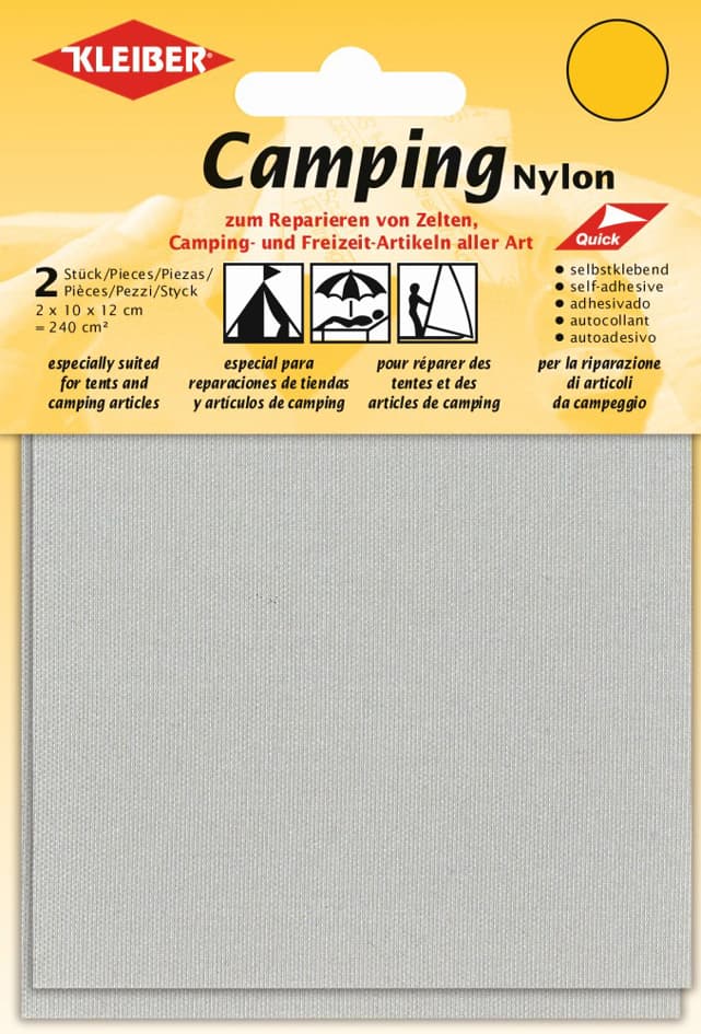 Kleiber Camping-Flicken, Nylon, Selbstklebend, Hellgrau